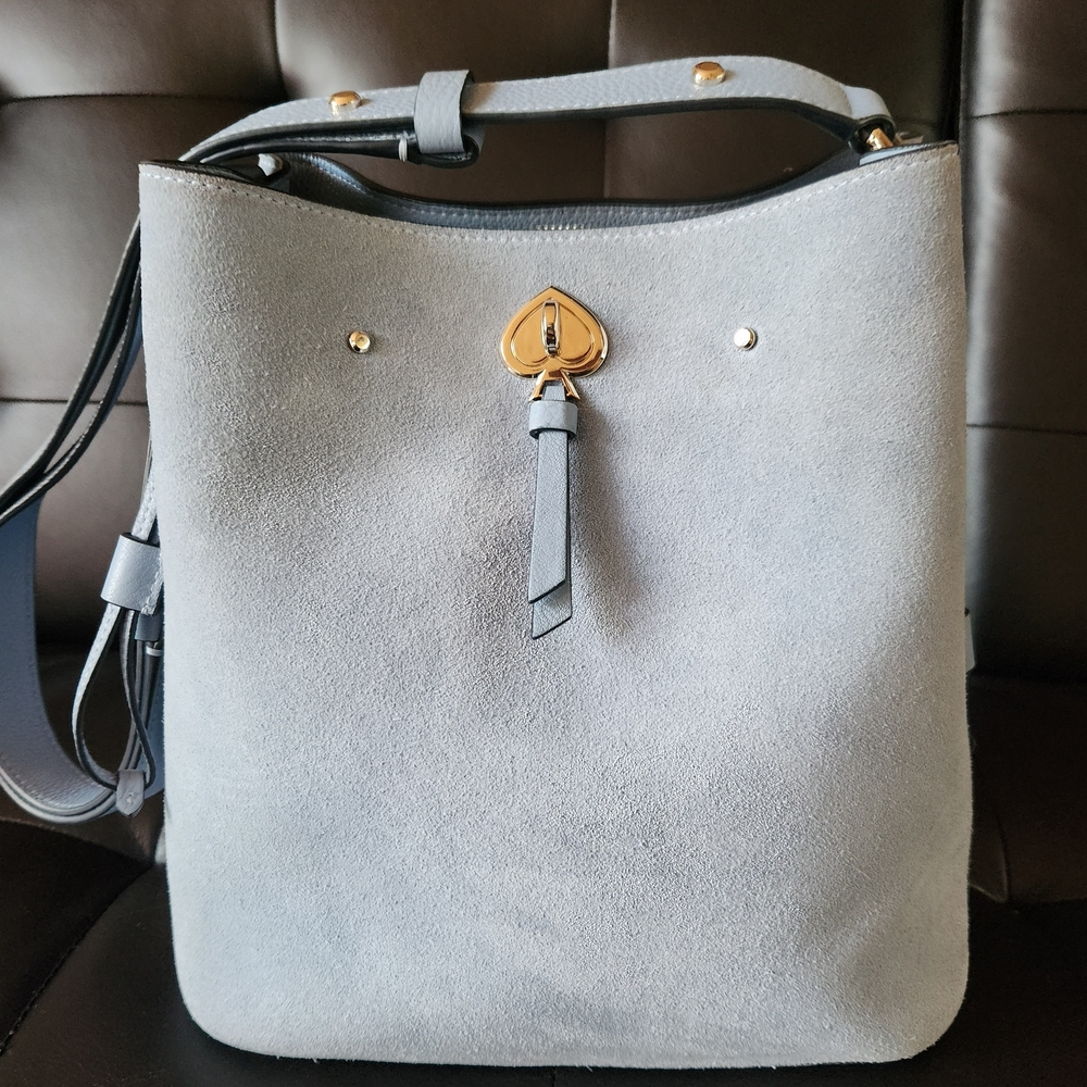 Kate Spade Blue Suede Bucket Bag